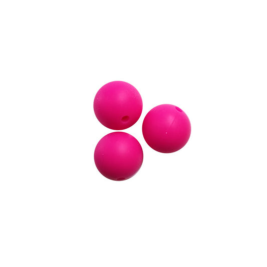 15mm hot pink round silicone beads