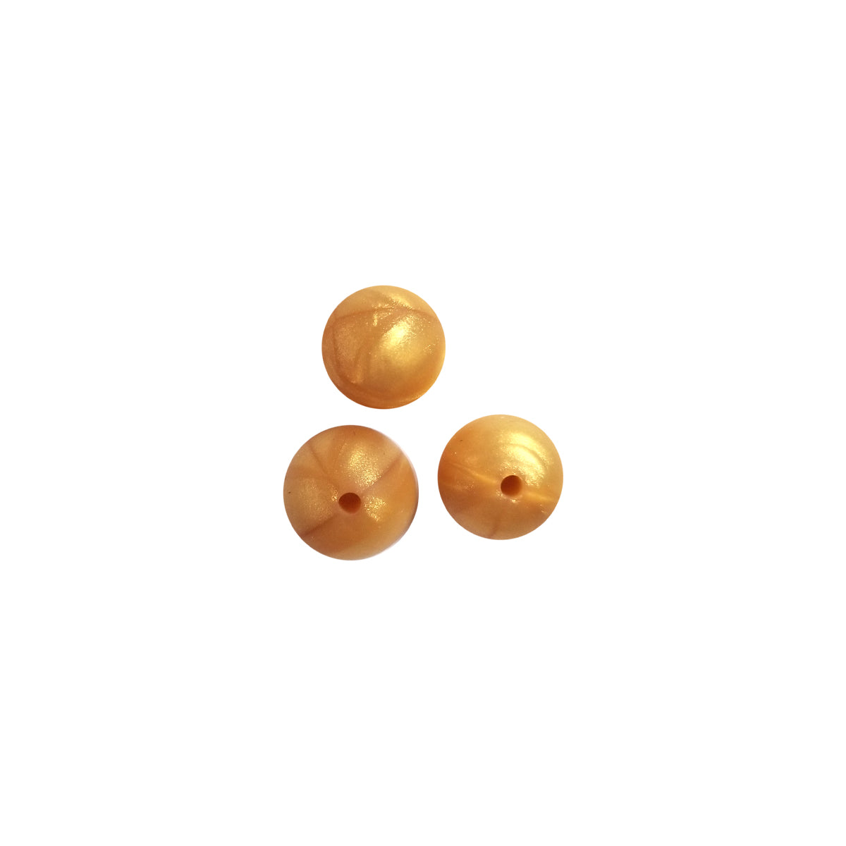 15mm metallic gold round silicone beads