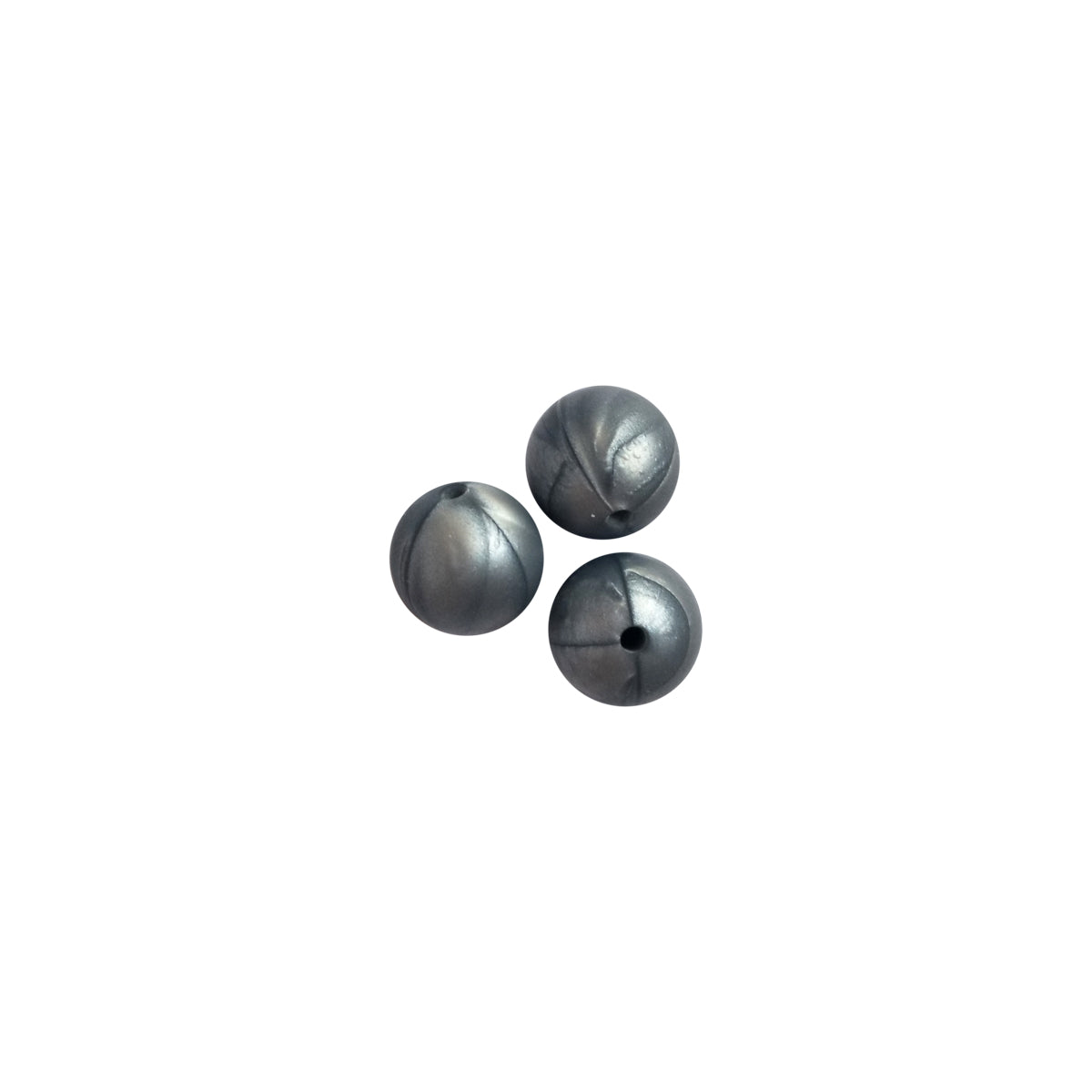15mm metallic silver round silicone beads