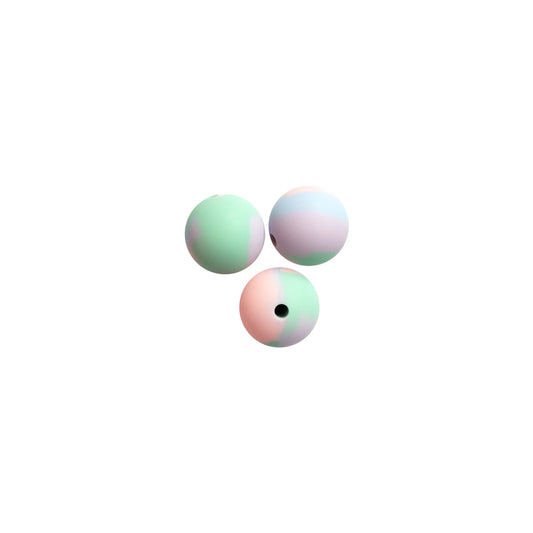 15mm tie dye print round silicone beads