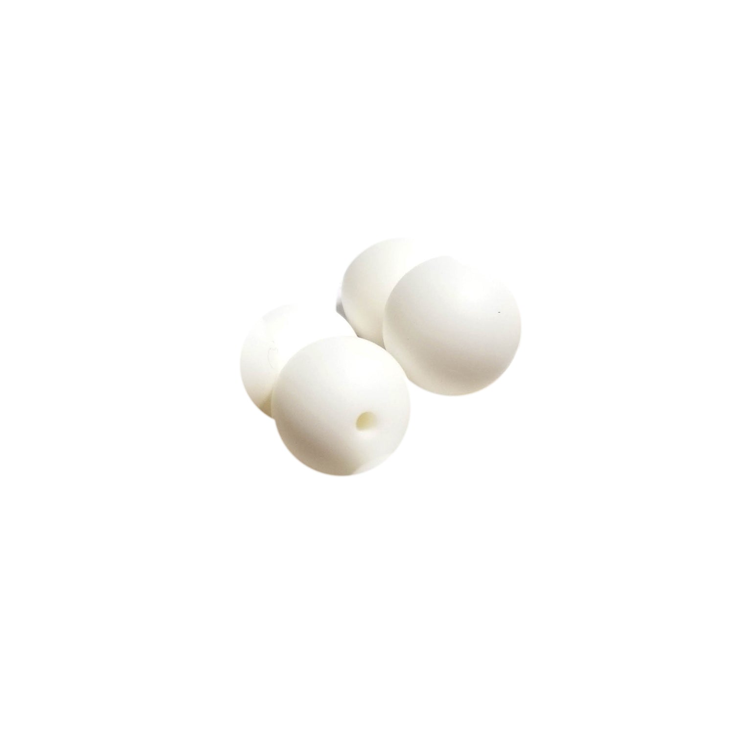 15mm white round silicone beads