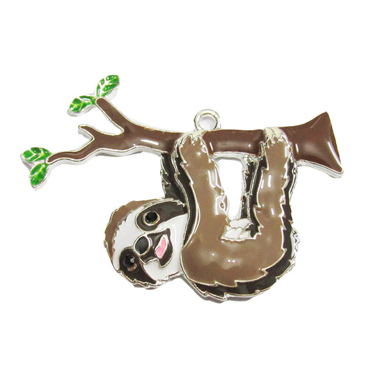 42mm x 56mm sloth enamel pendant