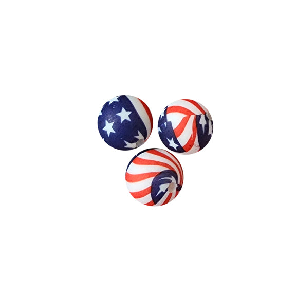 15mm american flag round silicone beads