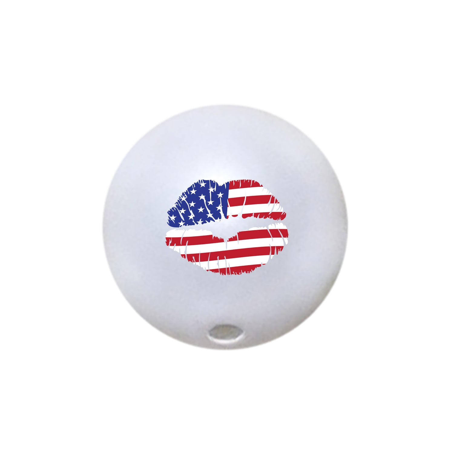 american flag kiss lips custom printed 20mm bubblegum beads