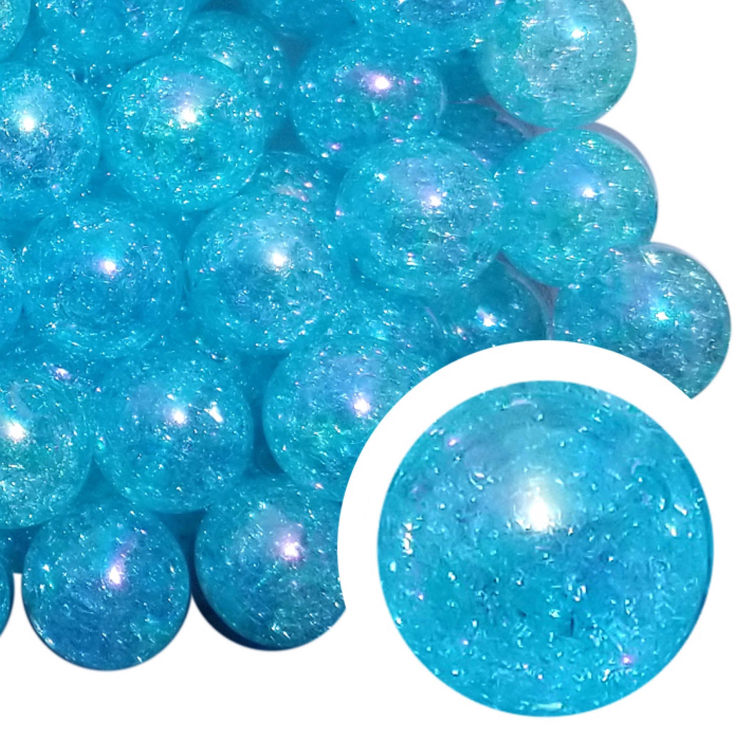 aqua crackle 20mm bubblegum beads