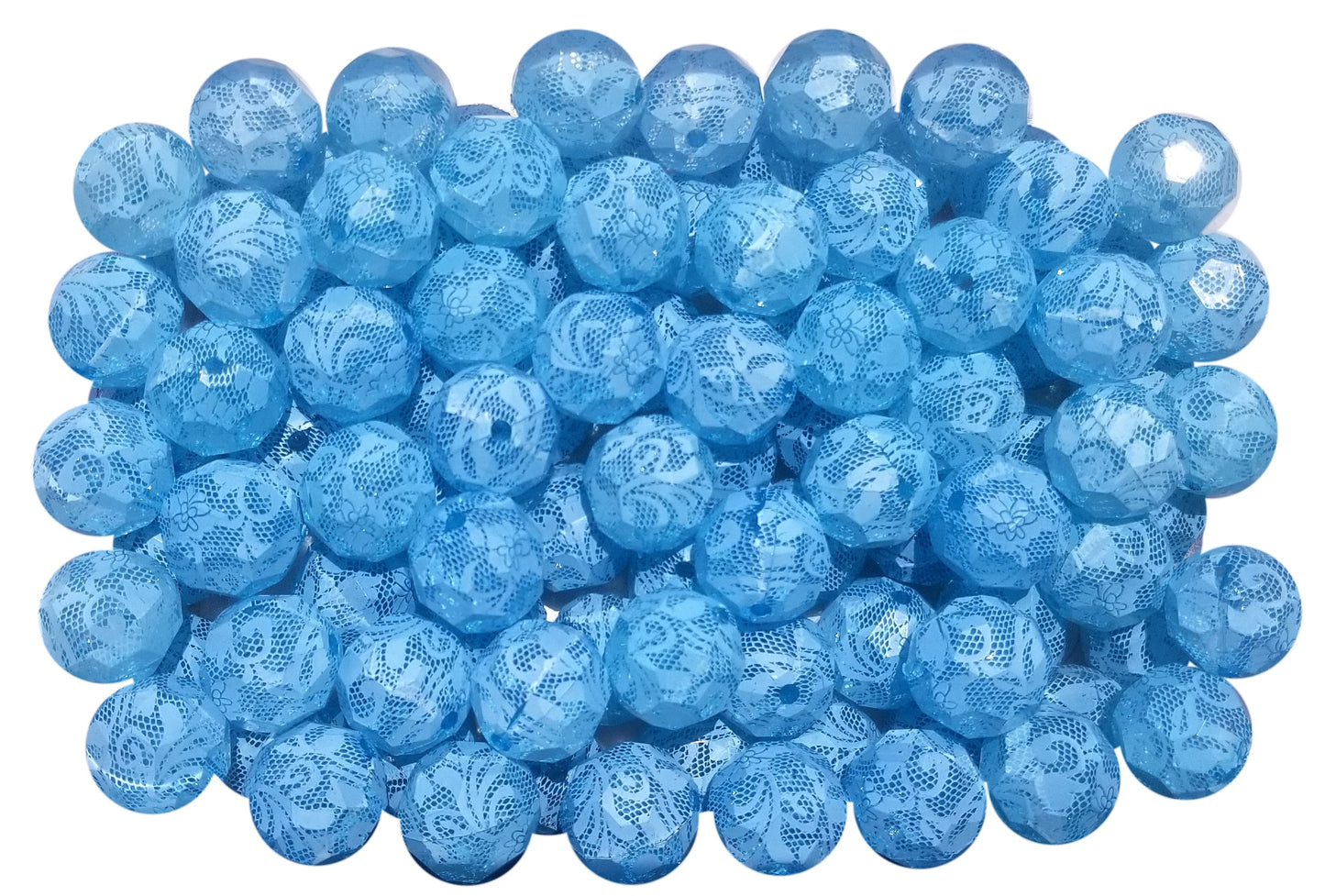 aqua faceted lace 20mm bubblegum beads
