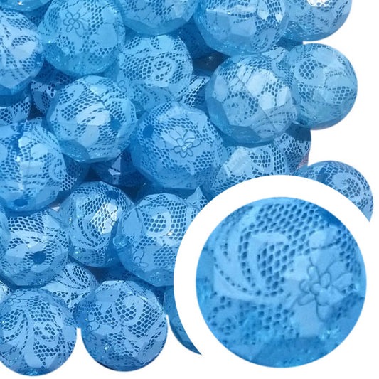 aqua faceted lace 20mm bubblegum beads