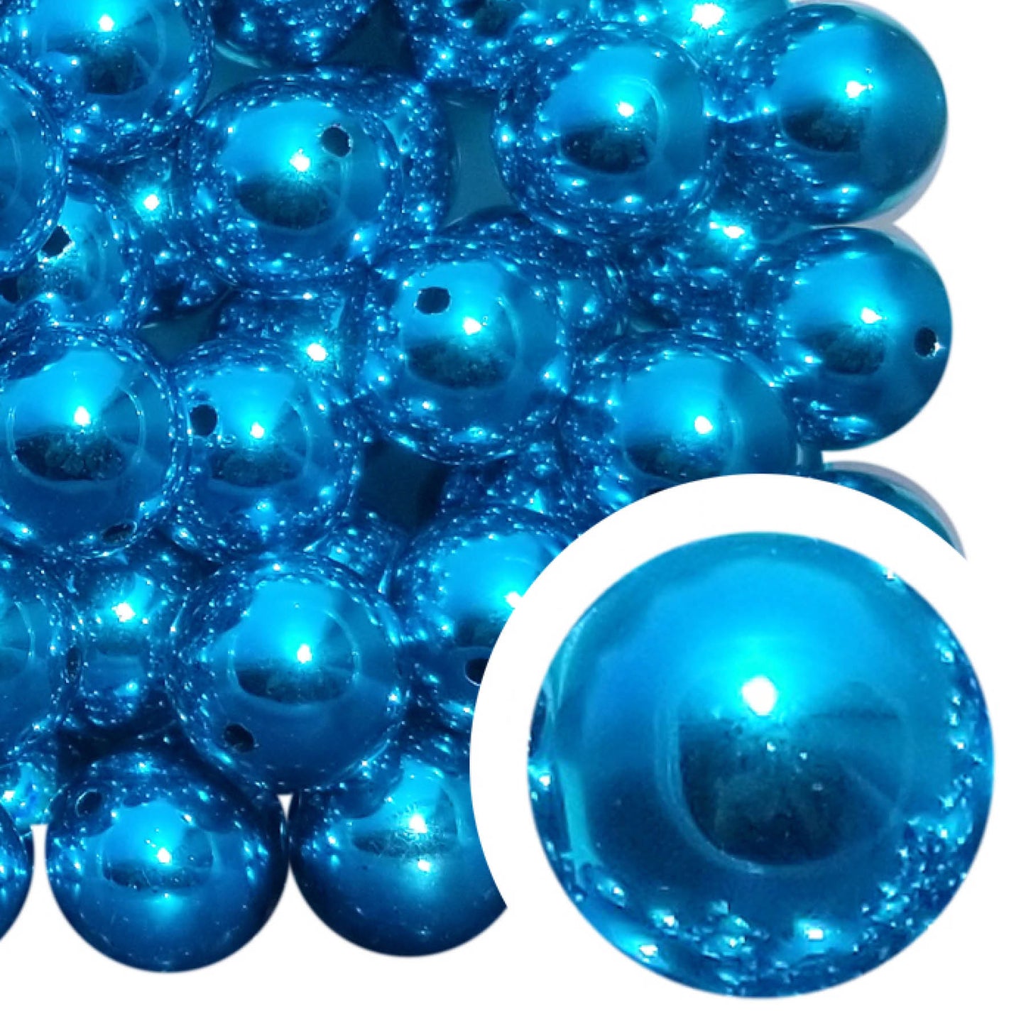 aqua metallic 20mm bubblegum beads