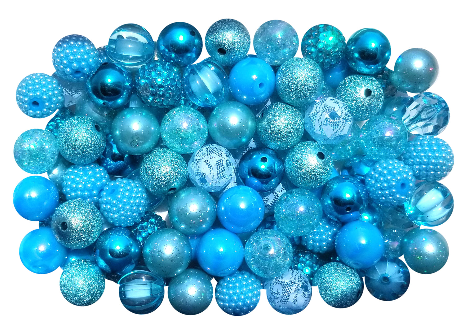 aqua mixed 20mm bubblegum beads