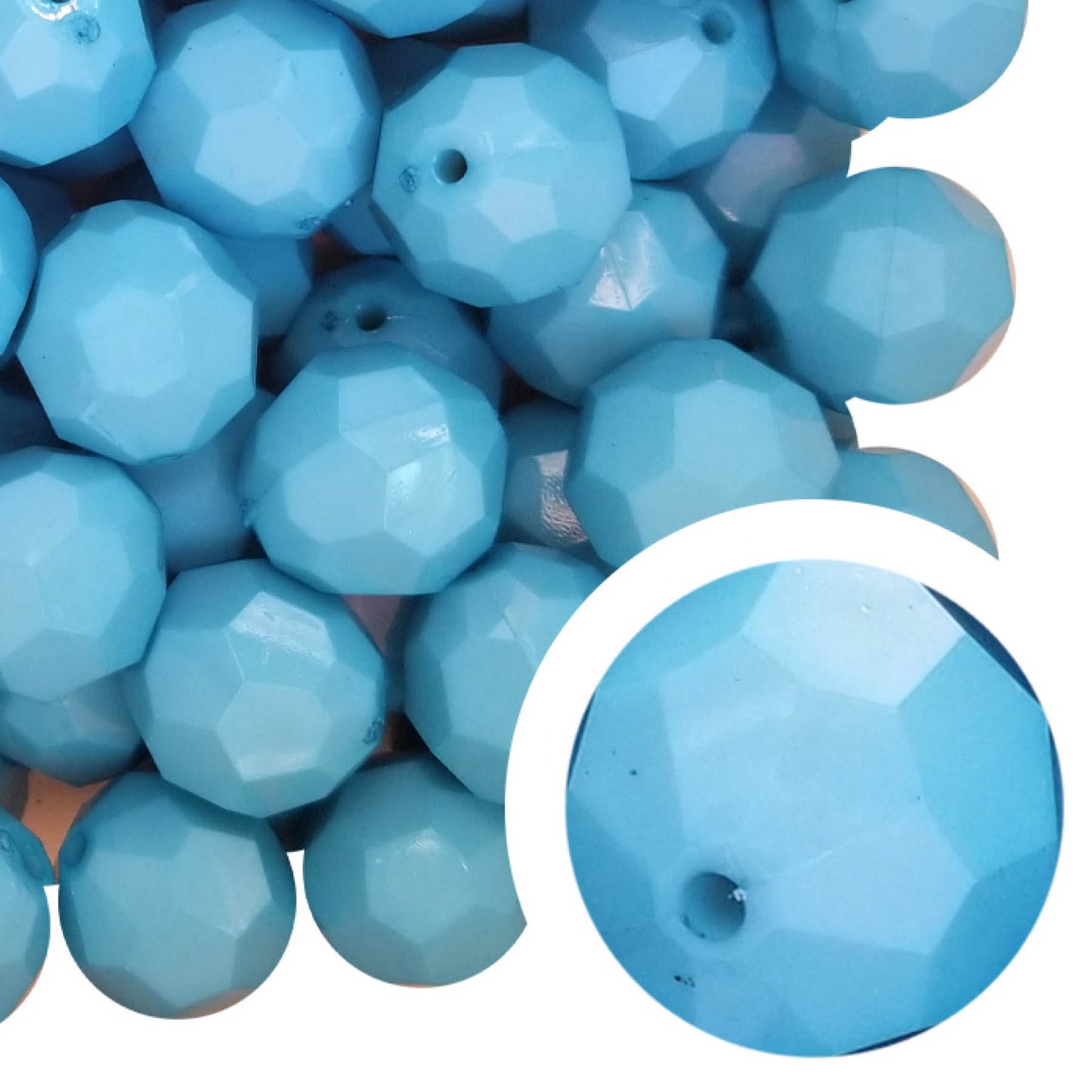 aqua opaque faceted 20mm bubblegum beads