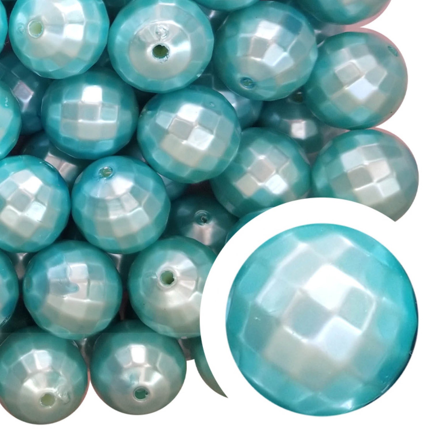 aqua pearl disco 20mm bubblegum beads