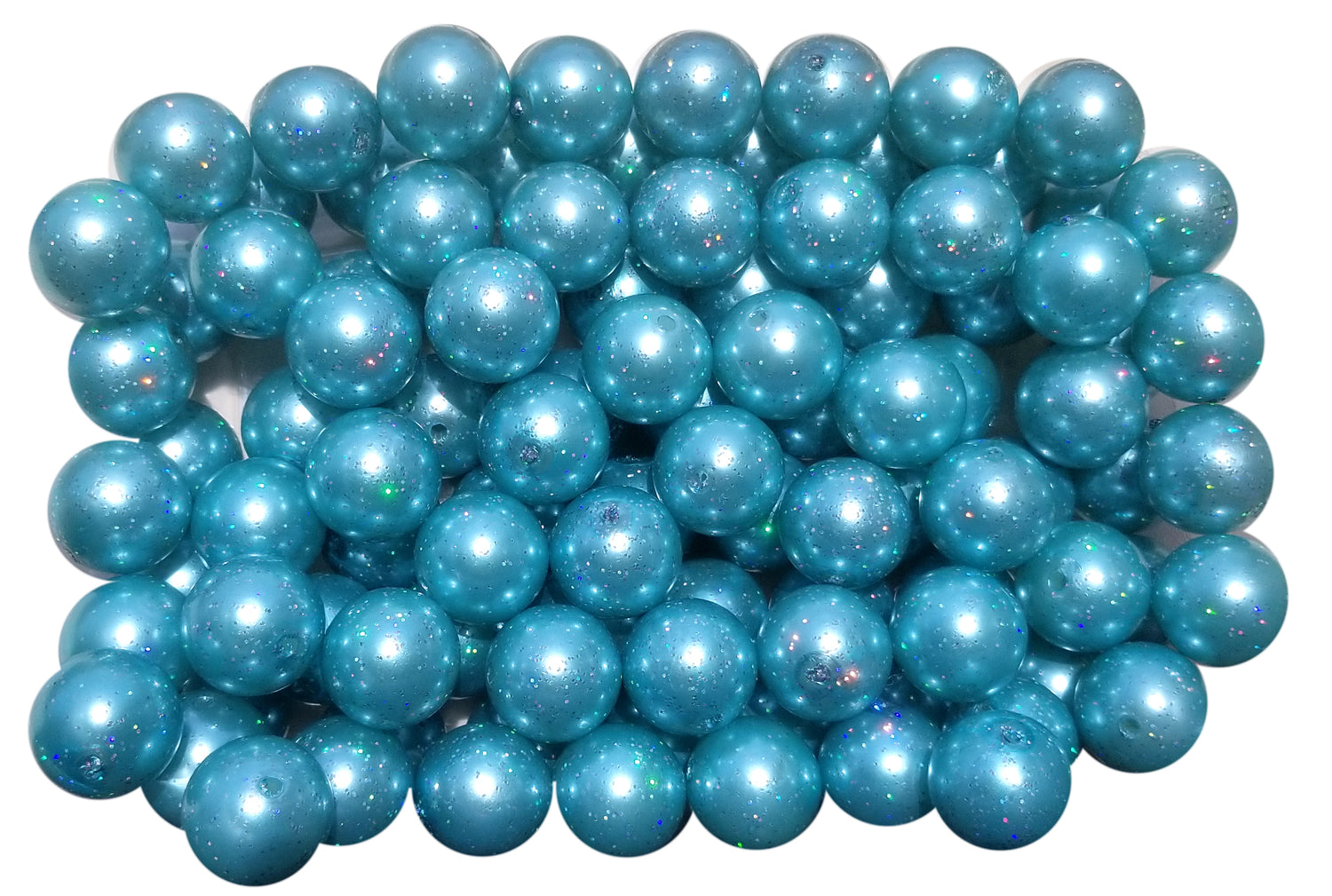 aqua pearl glitter 20mm bubblegum beads