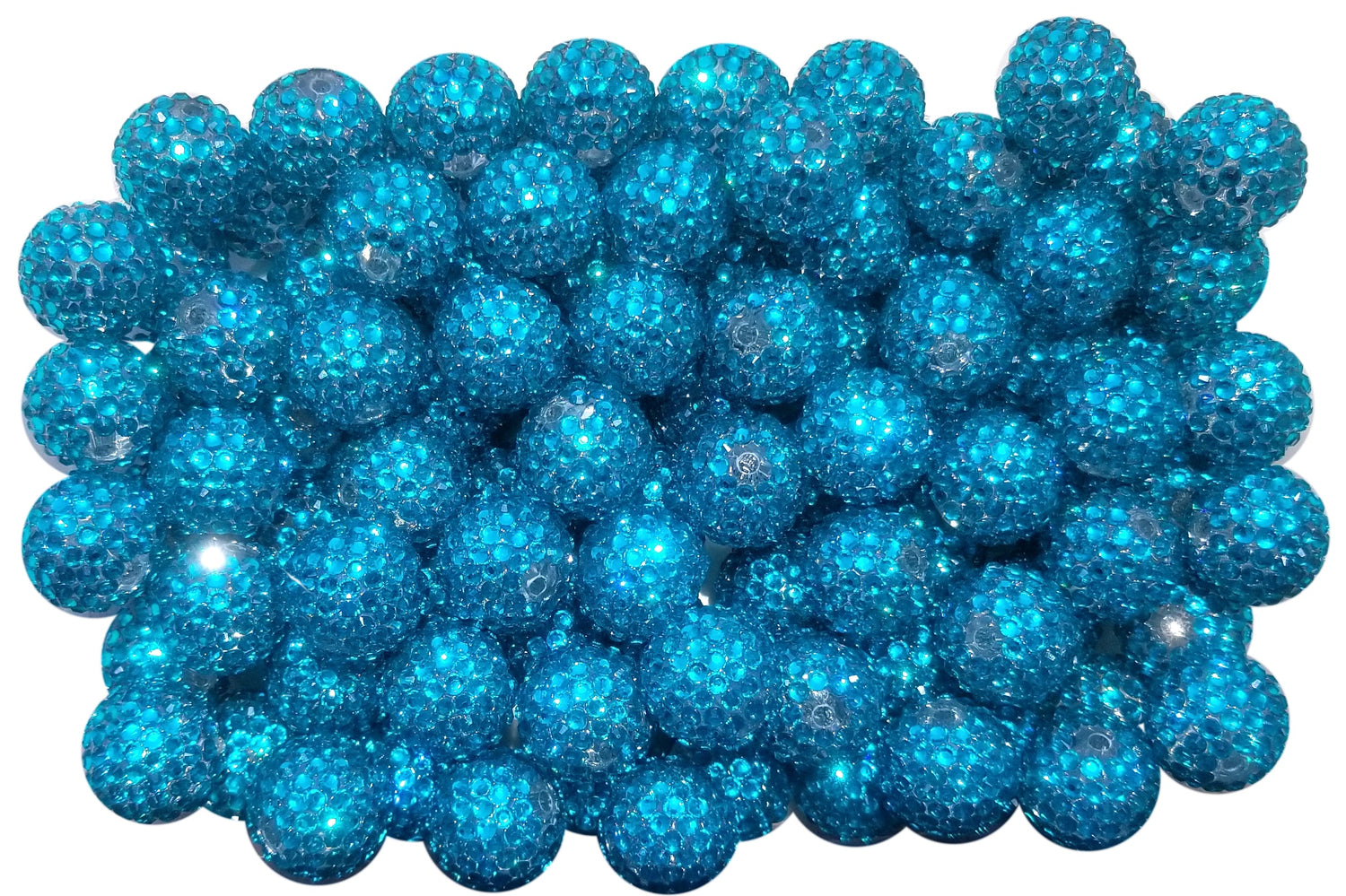 aqua rhinestone 20mm bubblegum beads