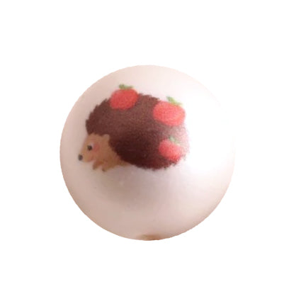 baby hedgehog 20mm printed bubblegum beads