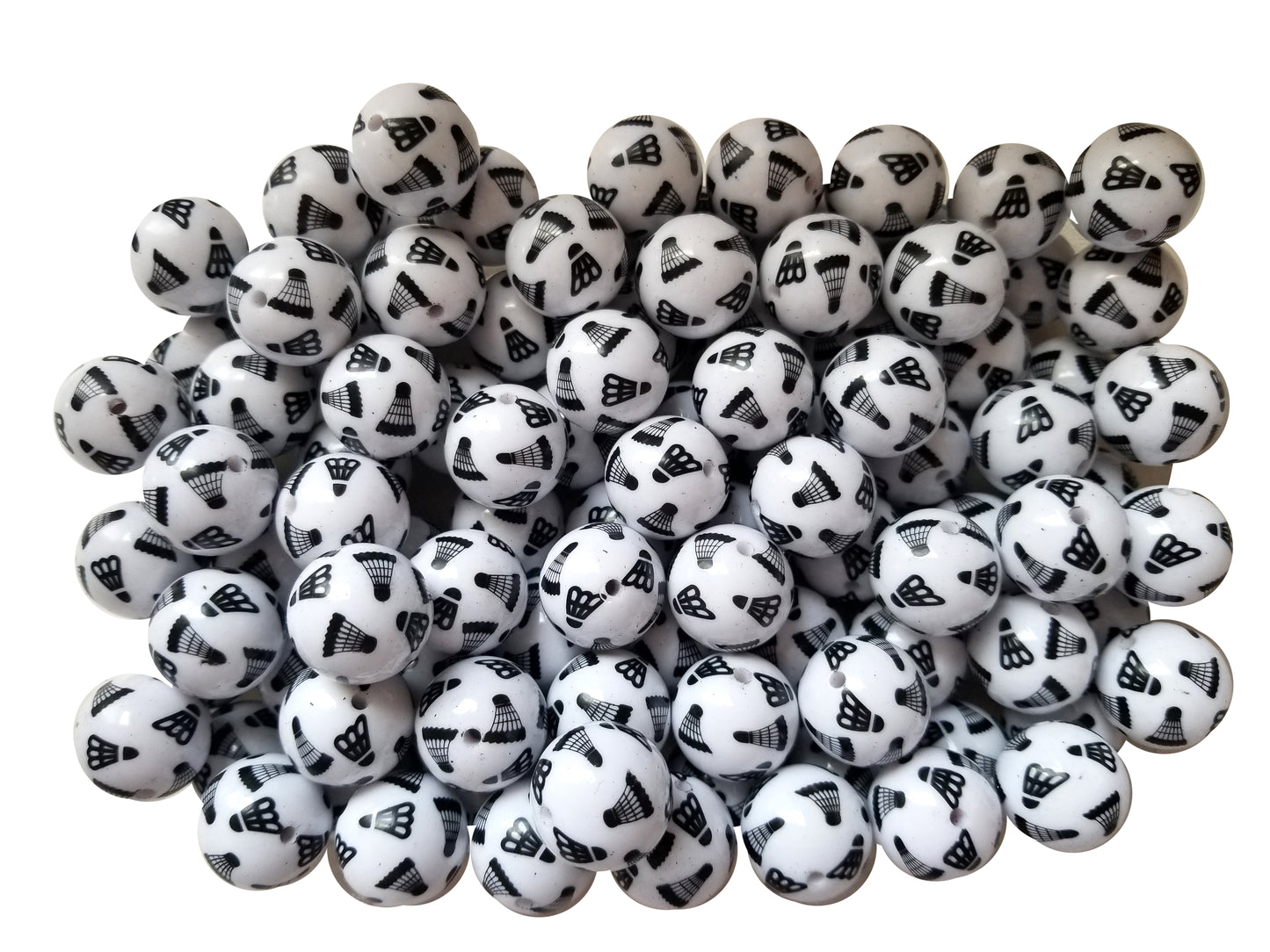 badminton shuttlecock 20mm printed bubblegum beads