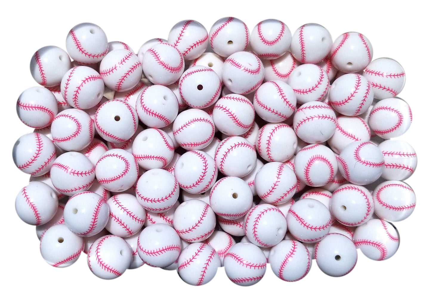 baseball 20mm printed bubblegum beads