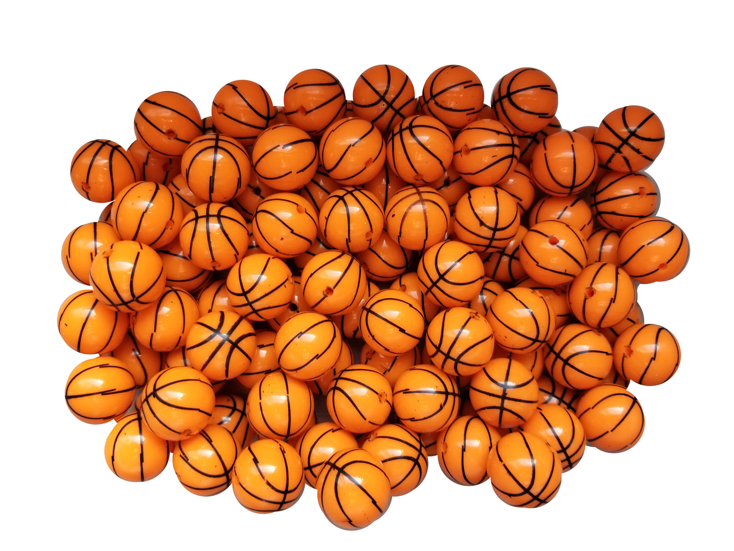 basketball 20mm printed bubblegum beads