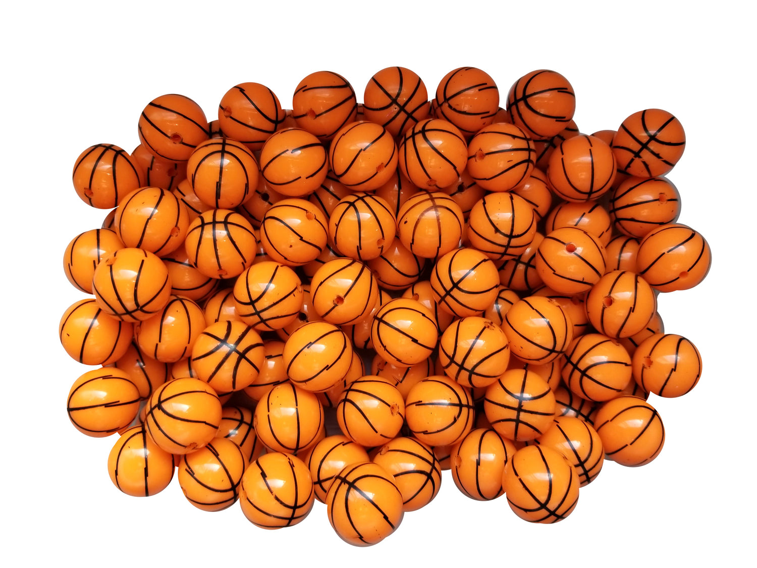 basketball 20mm printed bubblegum beads