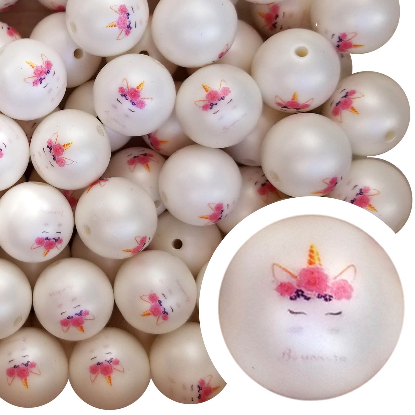 be a unicorn 20mm printed bubblegum beads