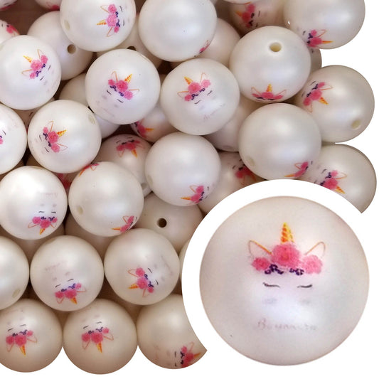 be a unicorn 20mm printed bubblegum beads