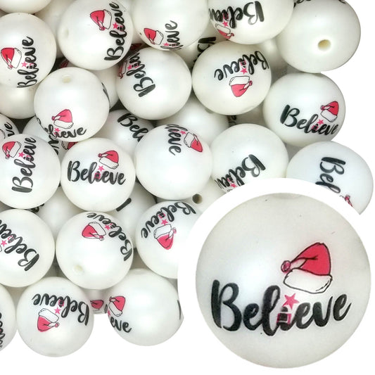 believe in santa 20mm printed bubblegum beads