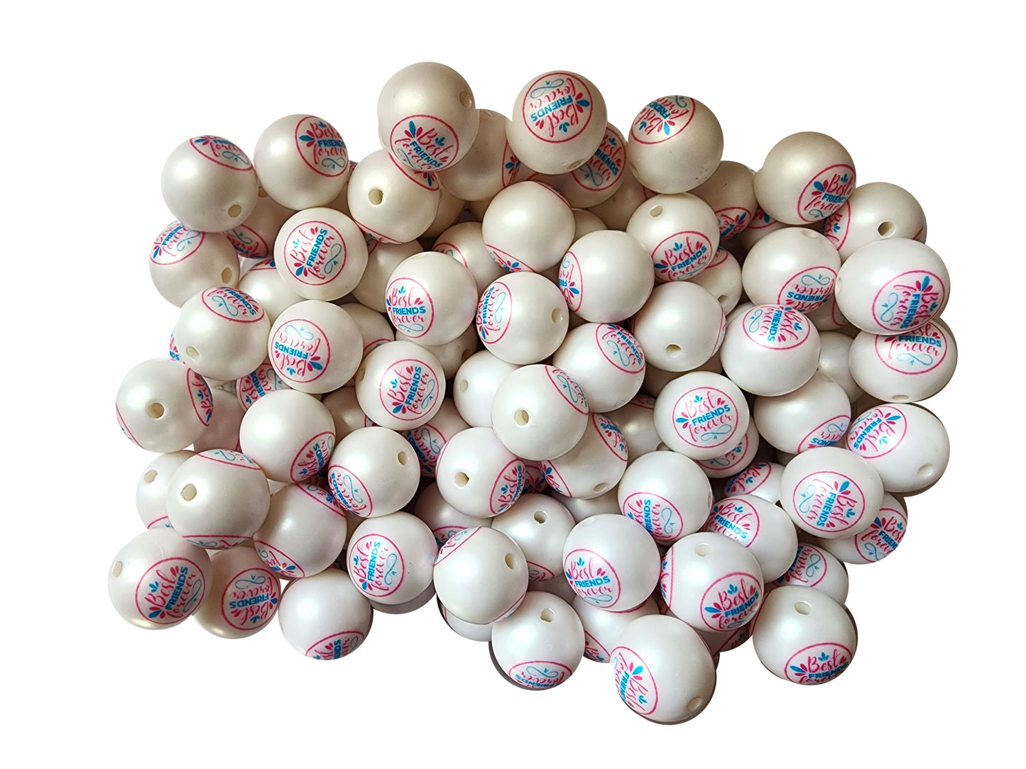 best friends forever 20mm printed bubblegum beads