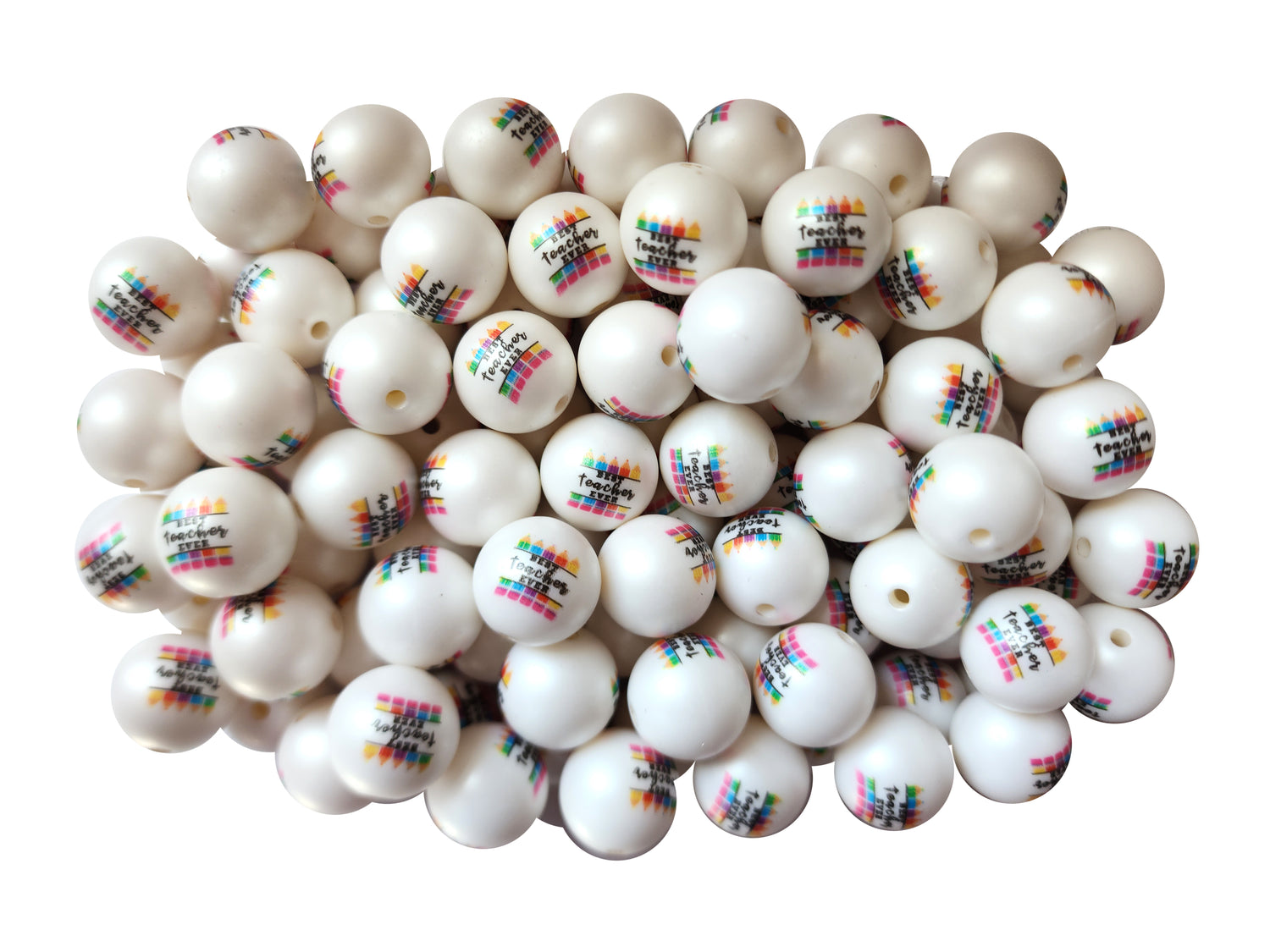 best teacher ever 20mm printed bubblegum beads