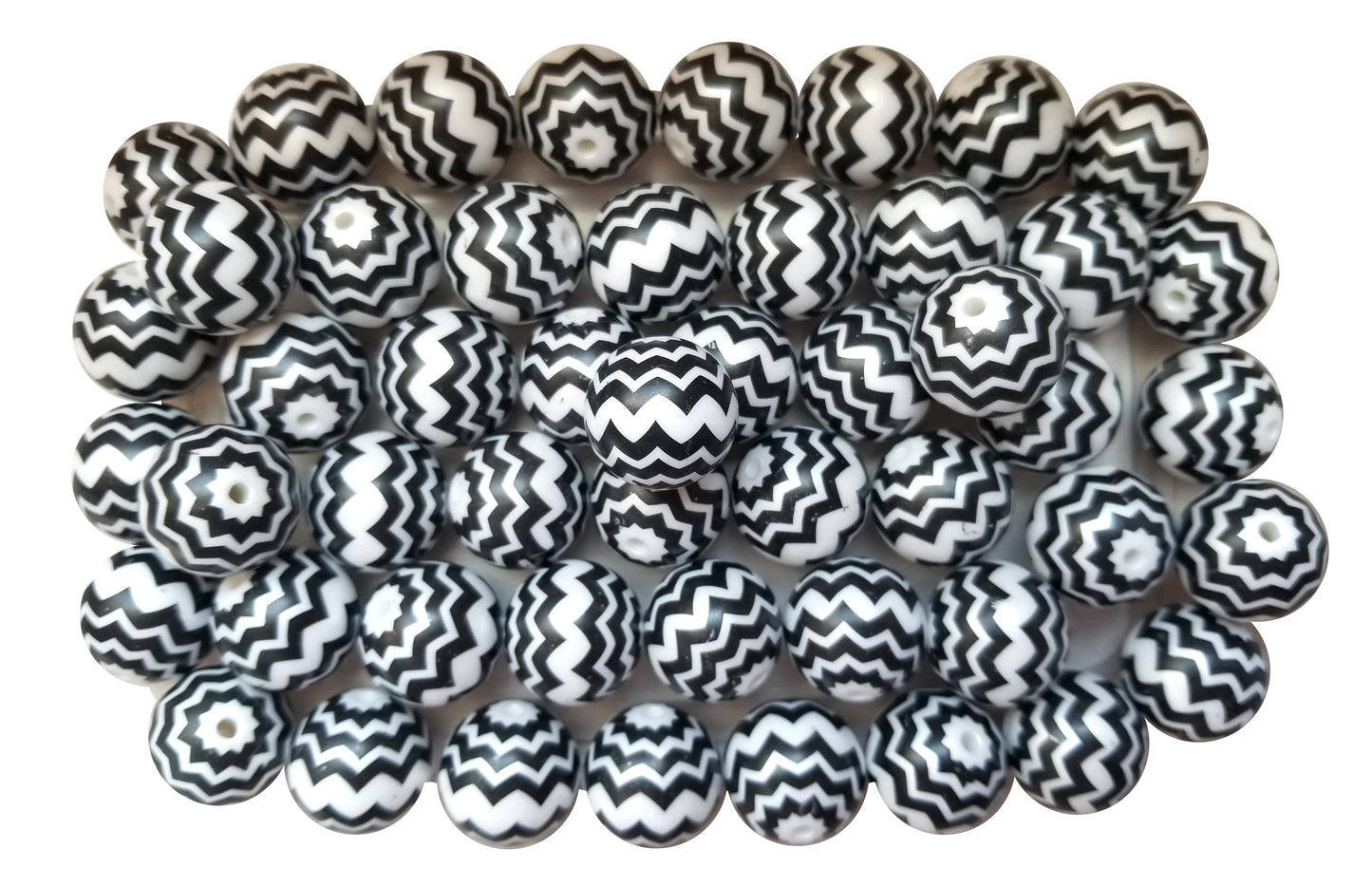 black chevron 20mm bubblegum beads