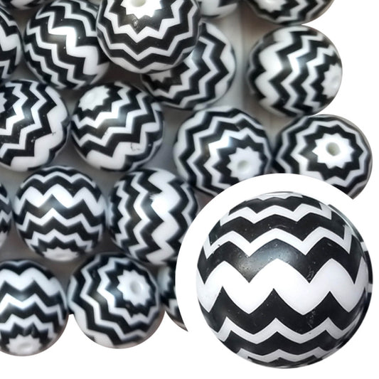 black chevron 20mm bubblegum beads