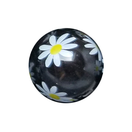 black daisy 20mm printed bubblegum beads