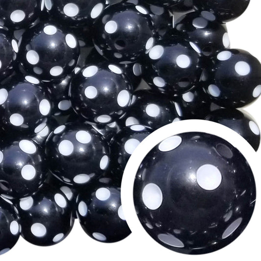 black dots 20mm bubblegum beads