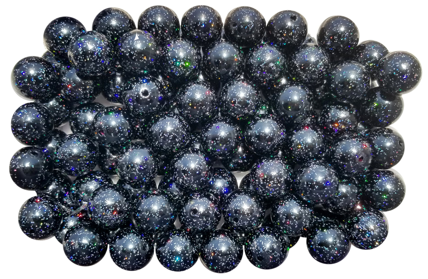 black pearl glitter 20mm bubblegum beads