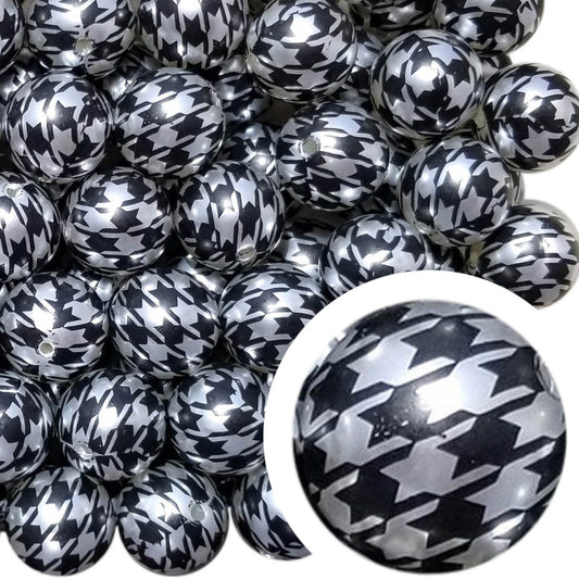 houndstooth 20mm printed bubblegum beads