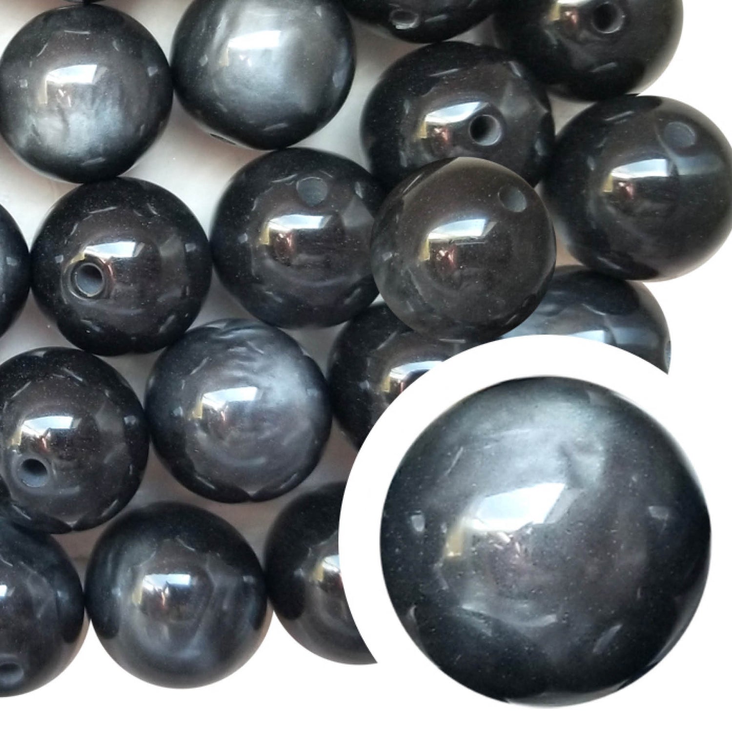 black luster 20mm bubblegum beads