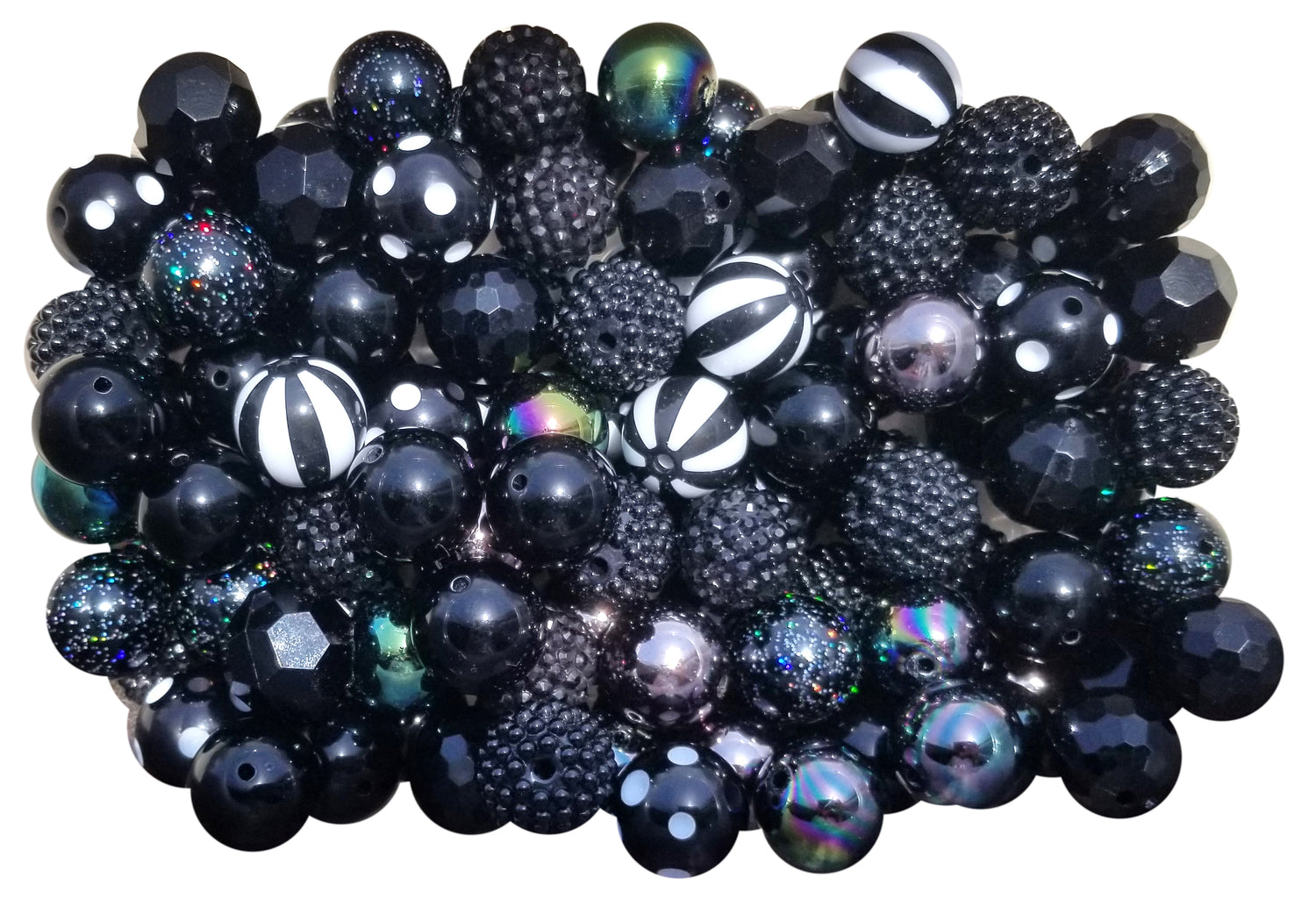 black mixed 20mm bubblegum beads