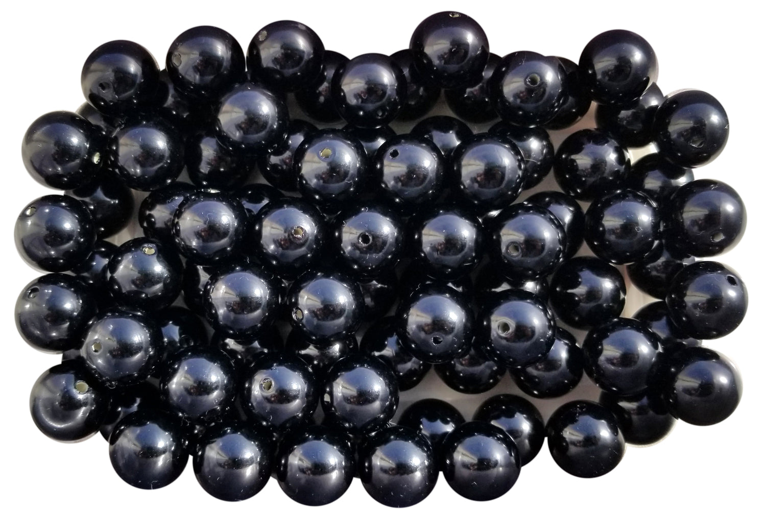 black plain 20mm bubblegum beads