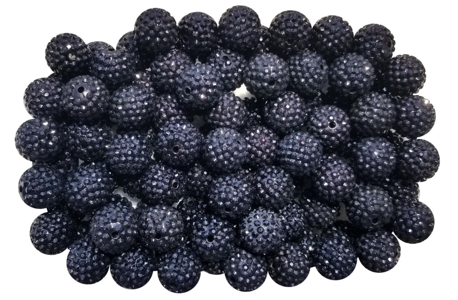 black rhinestone 20mm bubblegum beads