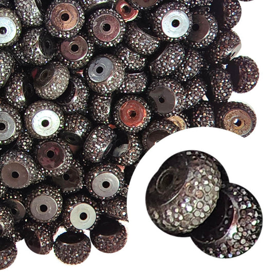 black rhinestone rondelle 12mm x 5mm wholesale spacer beads