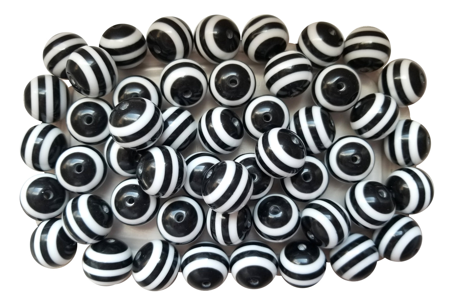 black striped 20mm bubblegum beads