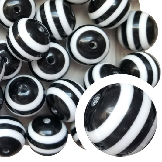 black striped 20mm bubblegum beads