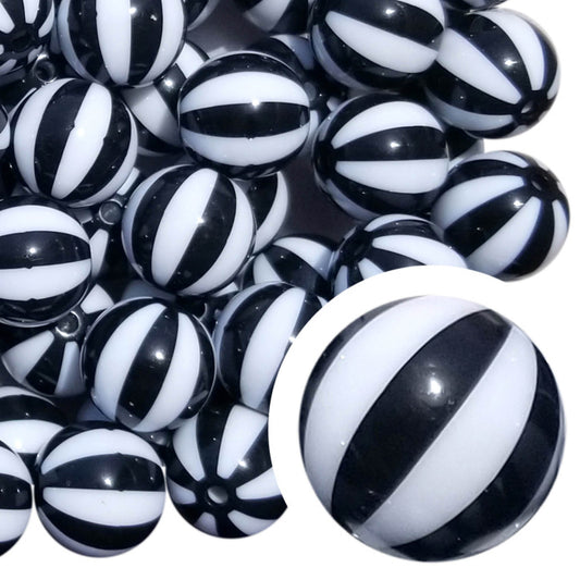 black vertical striped 20mm bubblegum beads