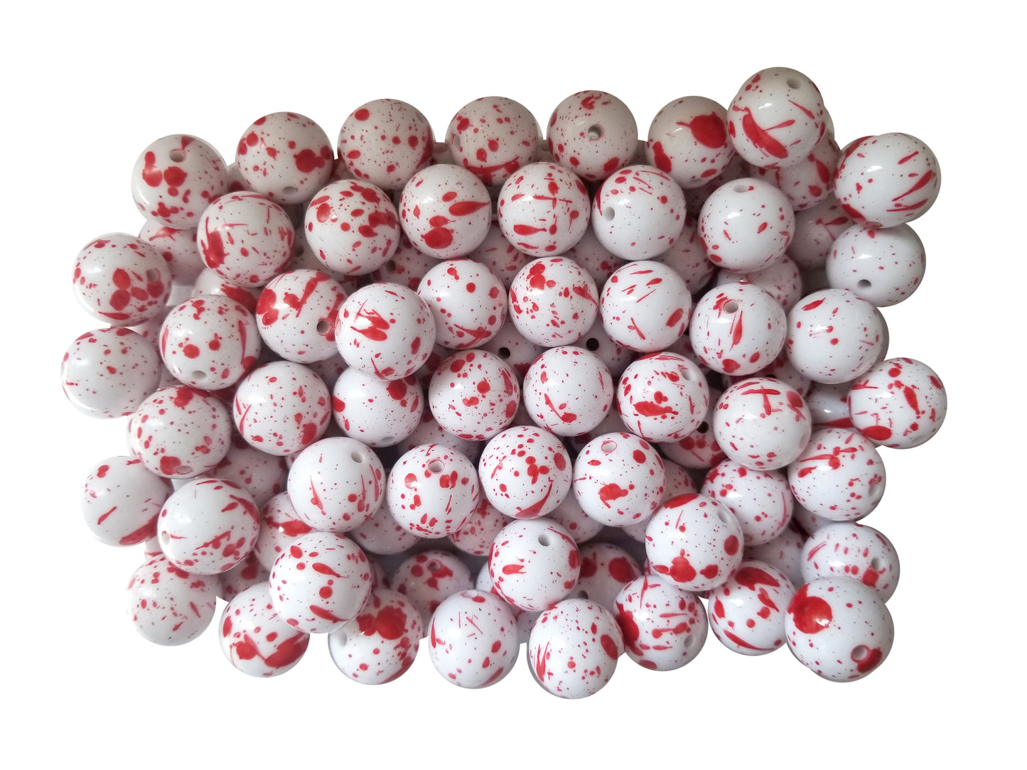 blood splatter halloween 20mm printed bubblegum beads