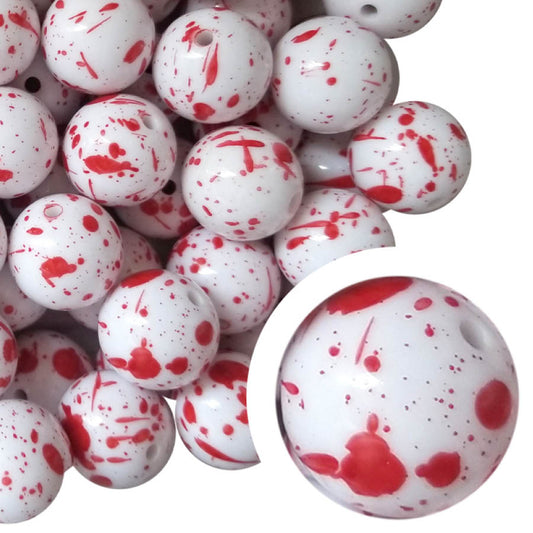 blood splatter halloween 20mm printed bubblegum beads