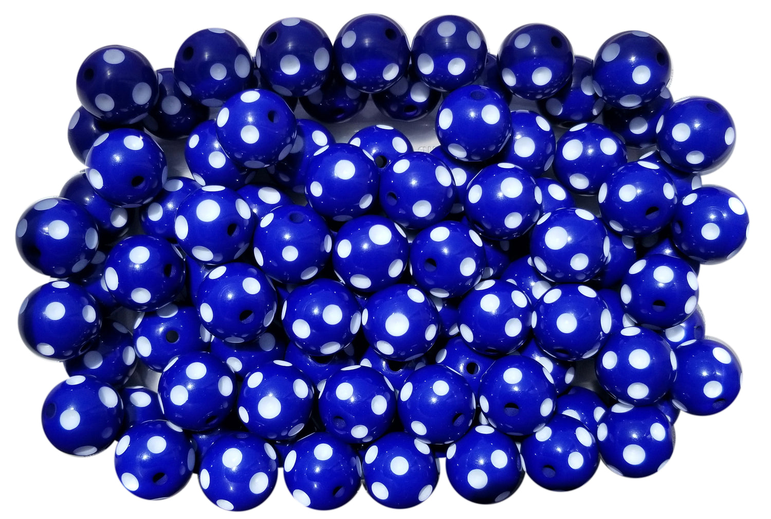 blue dots 20mm bubblegum beads