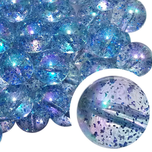 blue glitter bubble 20mm bubblegum beads