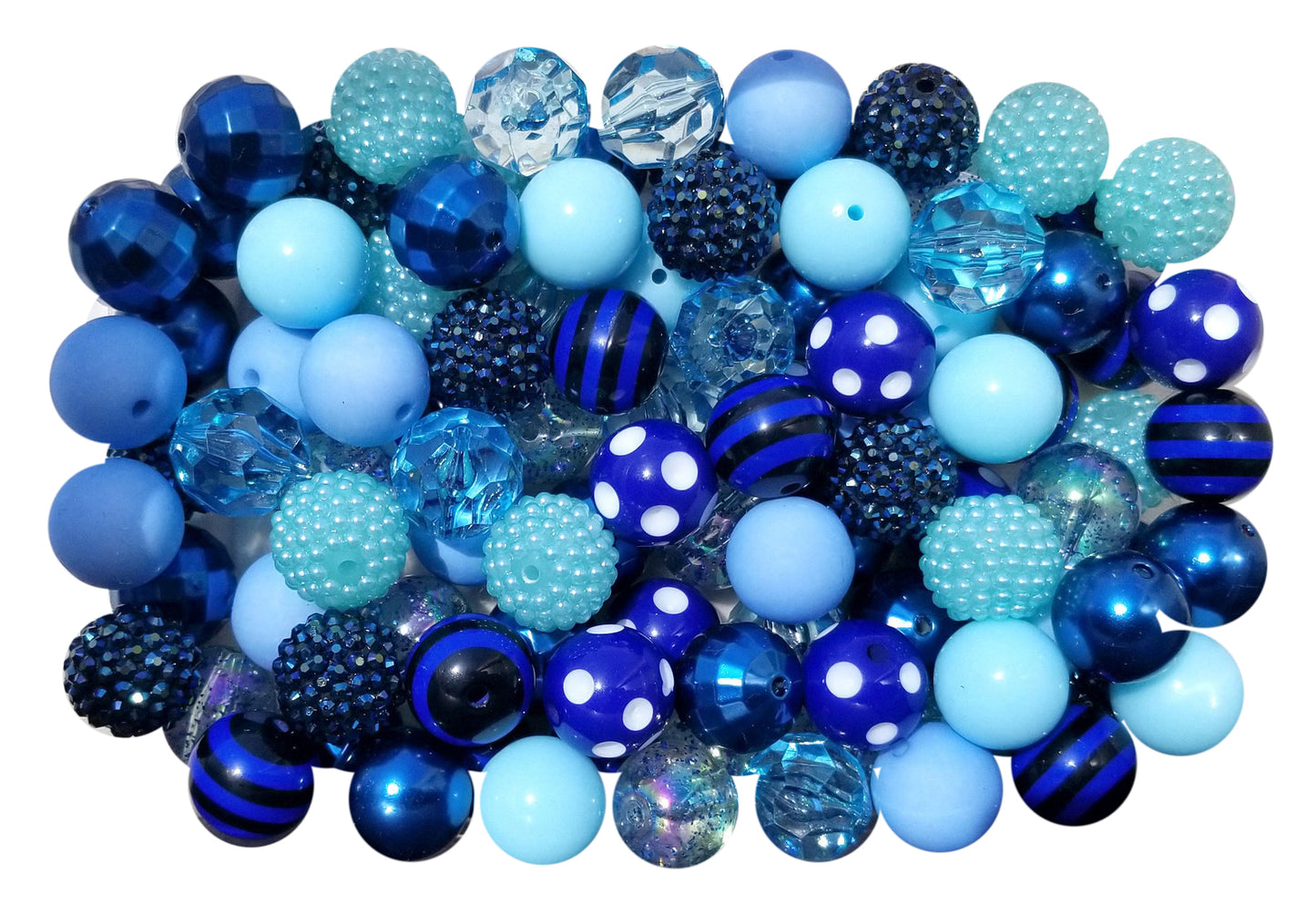 blue mixed 20mm bubblegum beads