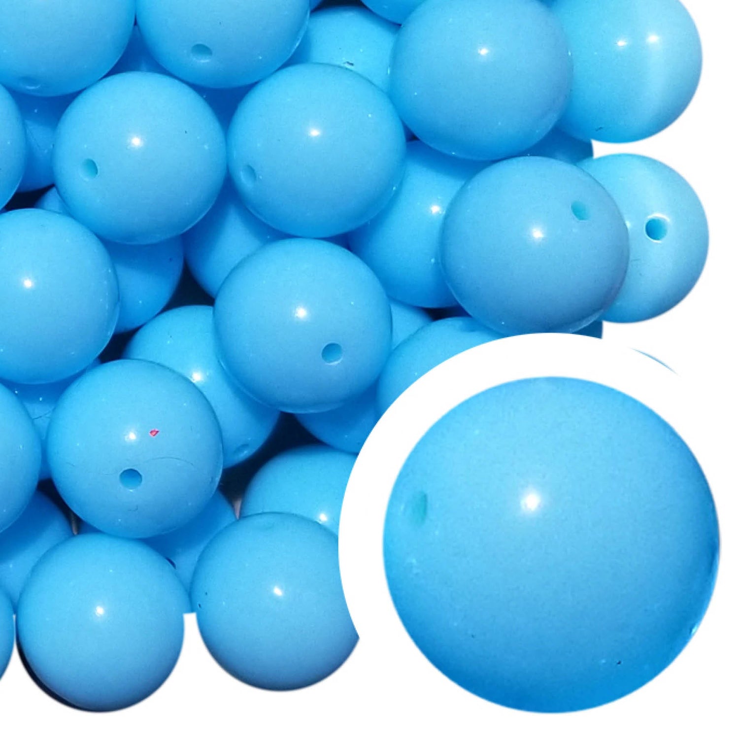 blue plain 20mm bubblegum beads