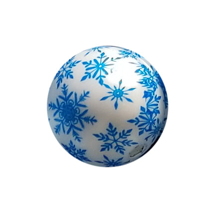 blue snowflakes 20mm printed bubblegum beads