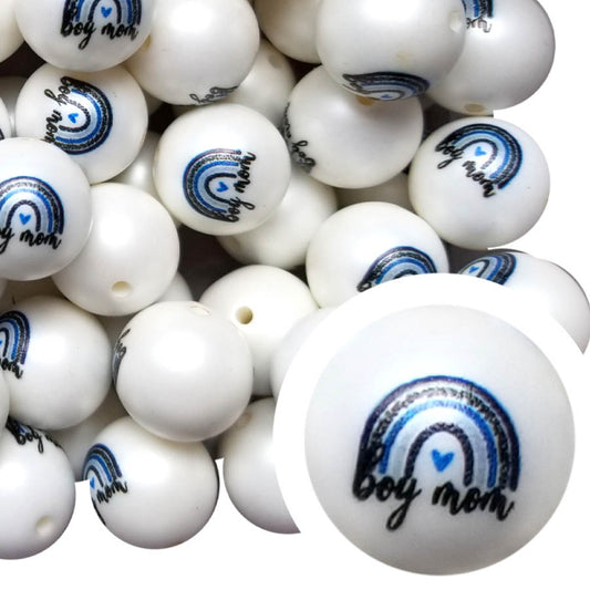 boy mom 20mm printed wholesale bubblegum beads