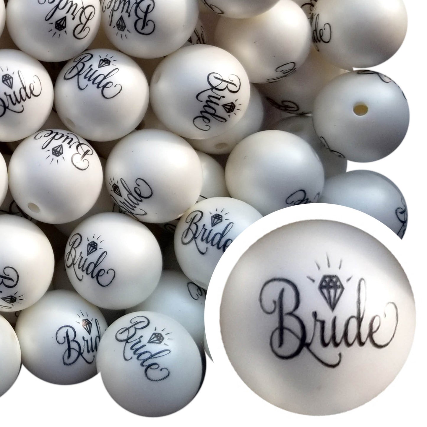 bride 20mm printed bubblegum beads